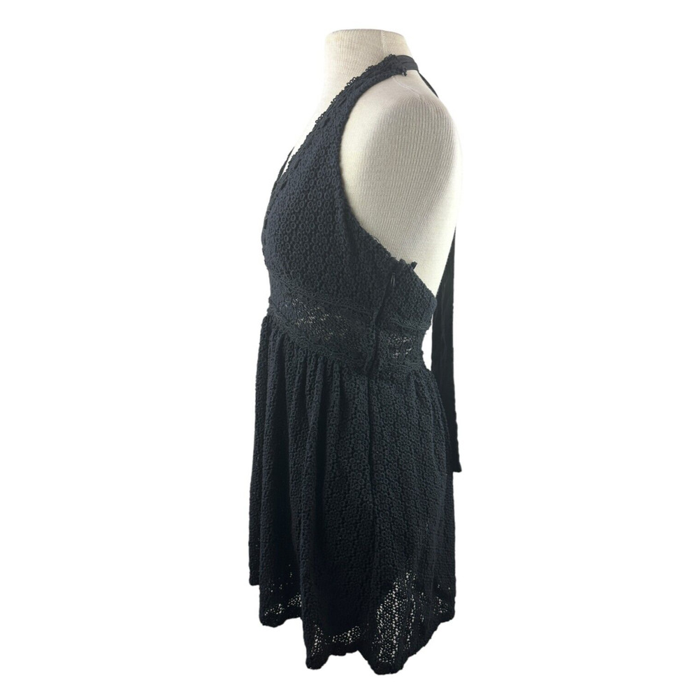 Free People So Sweetly Halter Mini Dress Crochet Black No Size Tag S *Read Desc - Picture 3 of 12